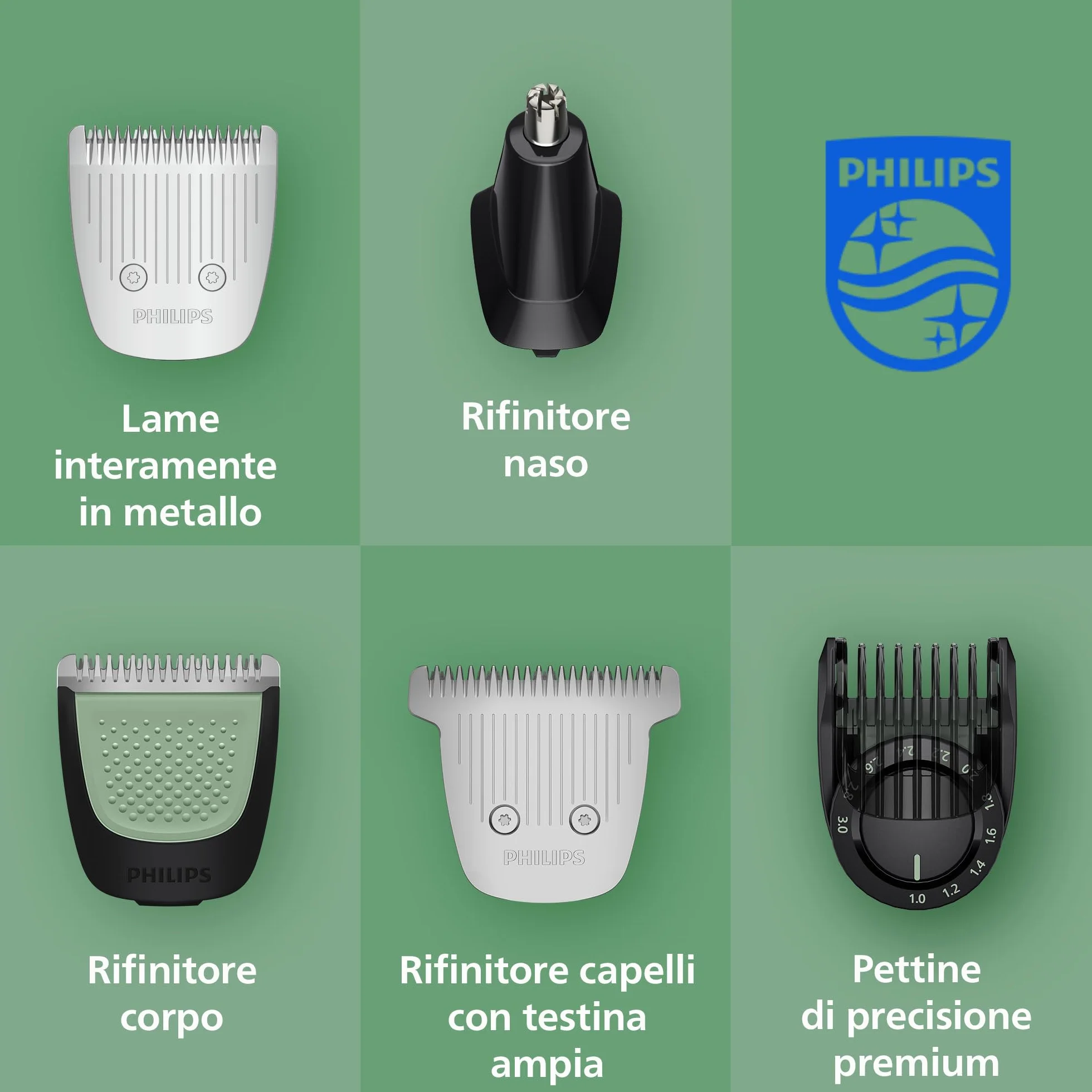 Philips Multigroom Serie 9000 MG9561/30 23w1 OneBlade Set completo viso testa corpo 27 impostazioni lunghezza 0,2-20 mm