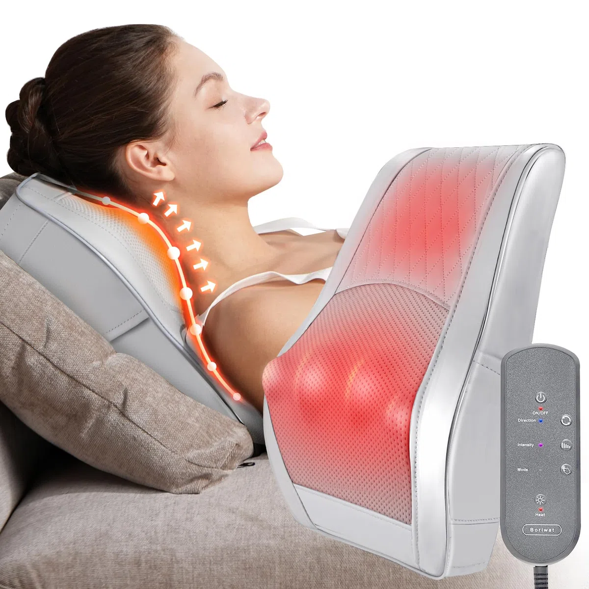 Massaggiatore per la schiena con calore, cuscino per il massaggio shiatsu del collo per il rilassamento muscolare e il sollievo dal dolore