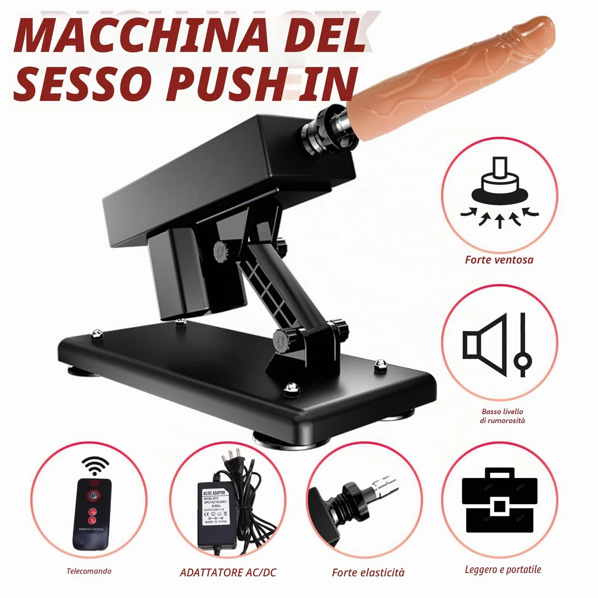 Macchina del sesso telecomandata, Love Machine Sex Toys per uomini e donne Macchina automatica di spinta con 5 dildo realistico e accessori 3XLR