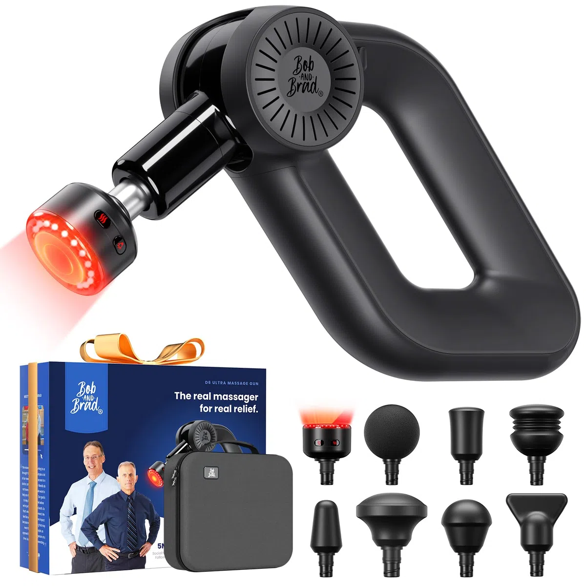 Bob and Brad D6 Ultra Pistola Massaggio Muscolare Potente con Funzione Calore e Infrarossi, 16mm Ampiezza Massaggiatore a Percussione per Tessuti Profondi, Display OLED, Ideale per Regalo