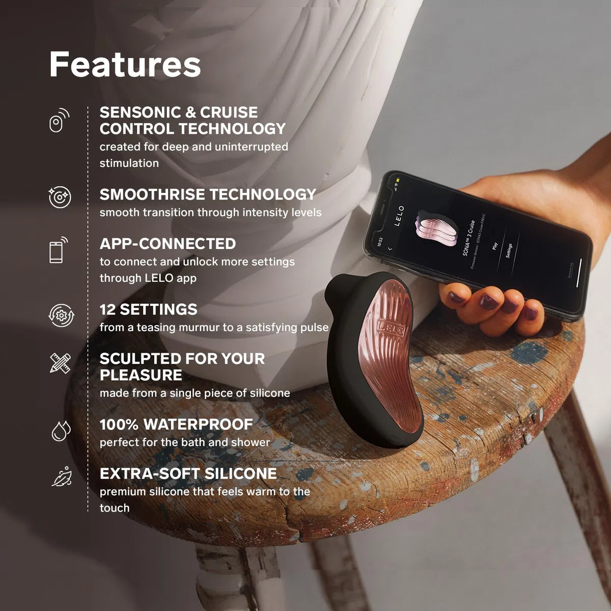 LELO SONA 3 Cruise Massaggiatore Sonico Femminile con App Bluetooth, Succhia Clitoride per Donna, Stimolatore per Clitoride 12 Modalità con Più Potenza e Tecnologia a Onde Soniche, Vibratore, Pink