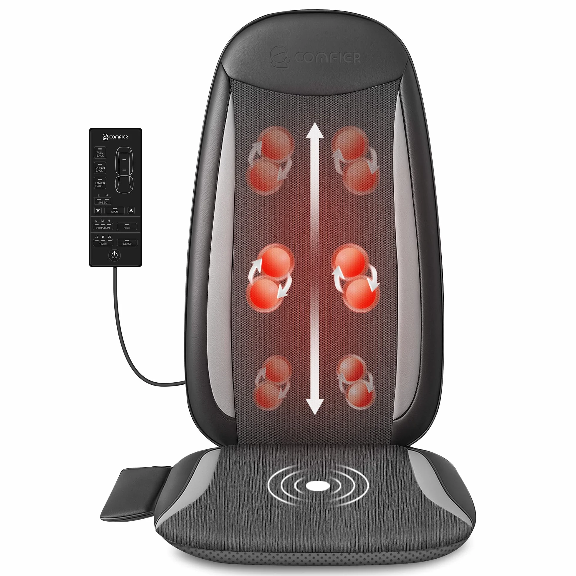 COMFIER Sedile Massaggiante, Shiatsu Coprisedile Cuscino Massaggiante Schiena, Sedile Massaggiante Schiena e Collo con Funzione Riscaldante, Relax per Tutta la Schiena, Adatto per l'Ufficio, Regalo
