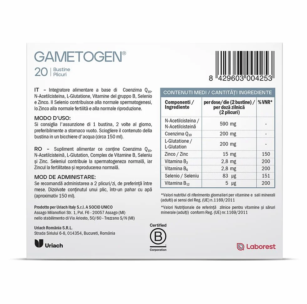 Laborest Coenzima Q10 N-Acetilcisteina Vitamine B Zinco Selenio Integratore 20 Bustine