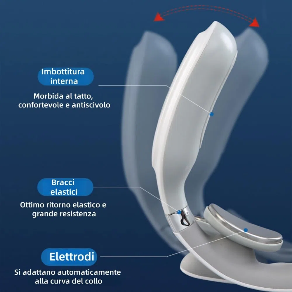 vertaline cervirest Massaggiatore Elettrico Cervicale Collo - 9 Livelli, Ricaricabile, Terapia Calore, 4 Teste, Adatto a Casa e Ufficio