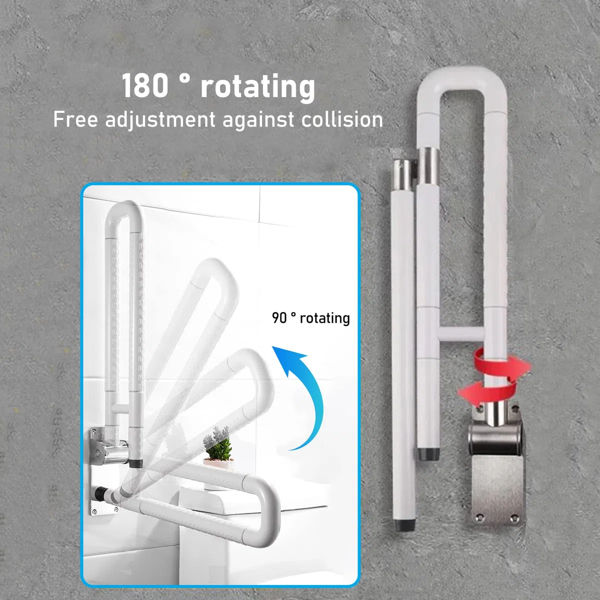 Maniglione Bagno Disabili WC Disabili Maniglia 150KG 24 inches Supporto Pieghevole Disabili Vasca da Bagno per Disabili Per Vasca Anziani, Maniglia di sicurezza antiscivolo