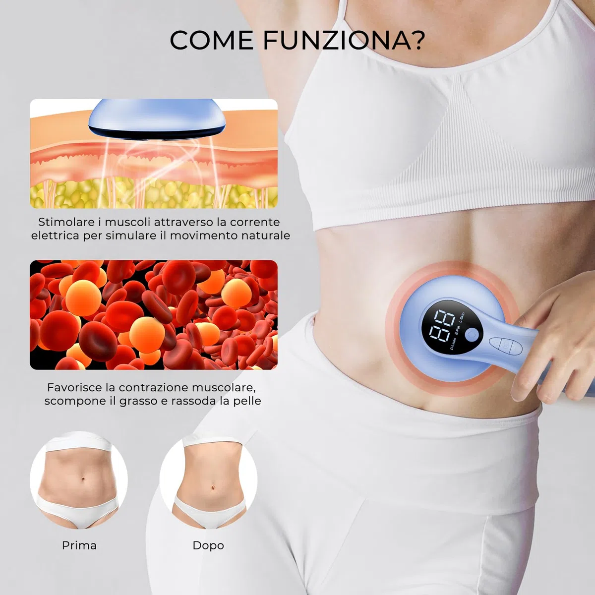 Massaggiatore Anticellulite Professionale, Efficacia Clinicamente Testata, Massaggiatore Anticellulite Elettrico Senza Fili per Pancia, Vita, Braccia, Gambe, Glutei (Blu)