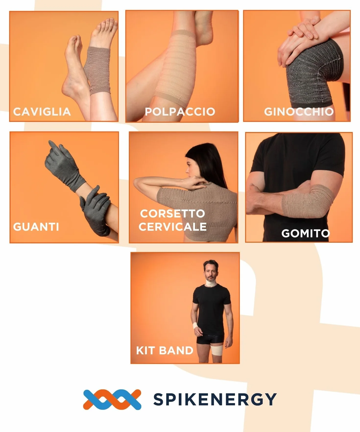Cavigliera Ortopedica Elettro Magnetoterapia Spikenergy Fascia Elastica Caviglia Distorsione Fascite Plantare Dispositivo Medico Made in Italy