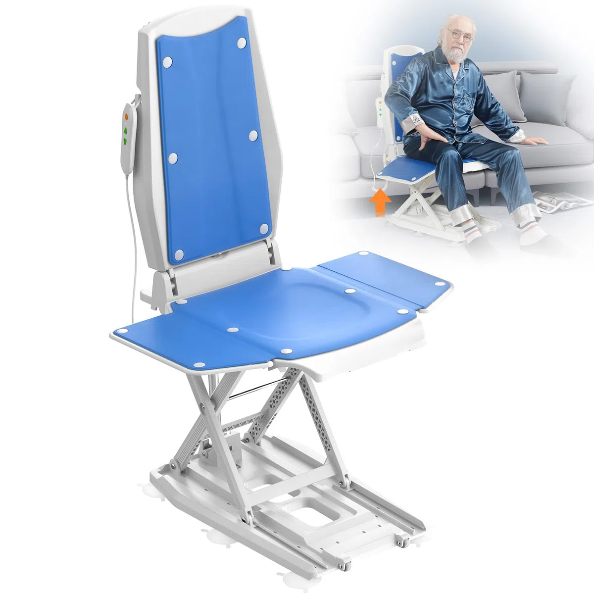VOCIC Sedia elevatrice elettrica AX10, sollevatore mobile con ruote per alzarsi da terra, pieghevole e regolabile in altezza 0–50 cm, fino a 140 kg, aiuto al sollevamento per anziani a casa