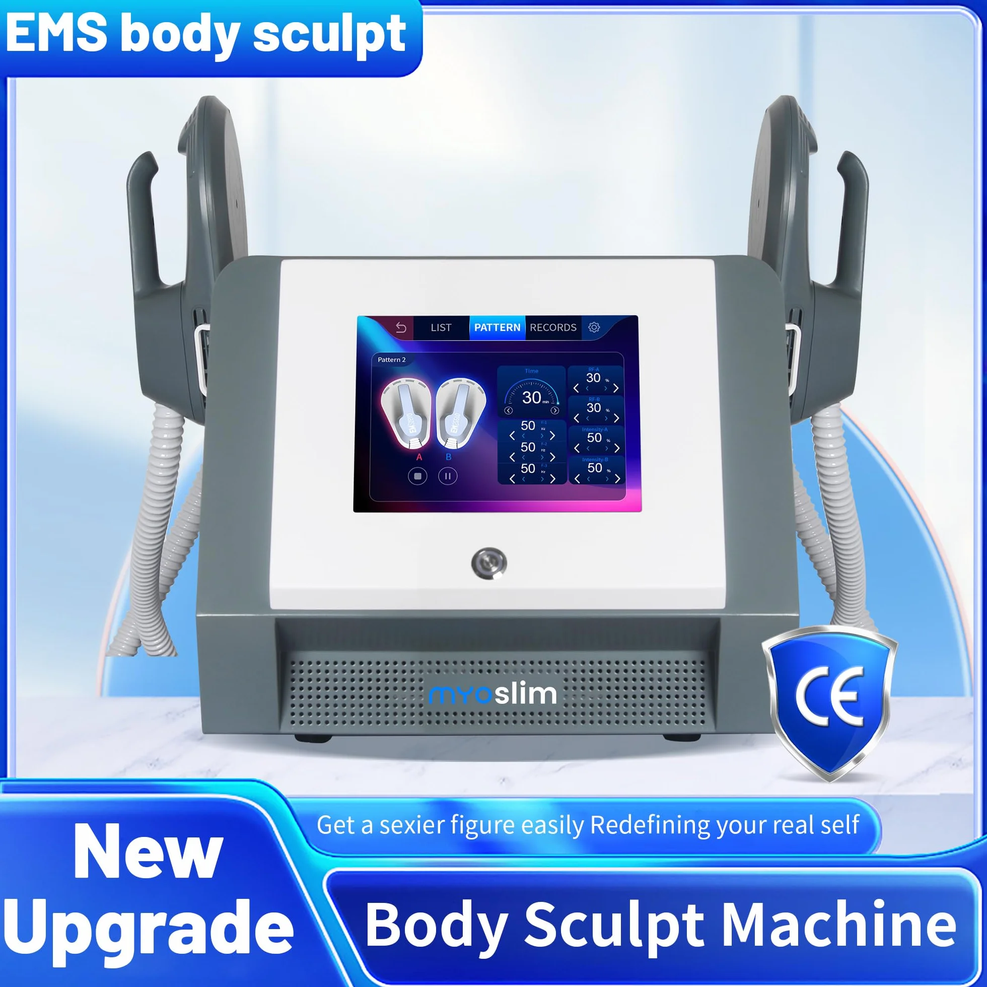 Elettrostimolatore MyoSlim - Macchina per Tonificare Muscoli a Casa - Tecnologia EMS per Addominali, Fianchi e Cosce, for Spa