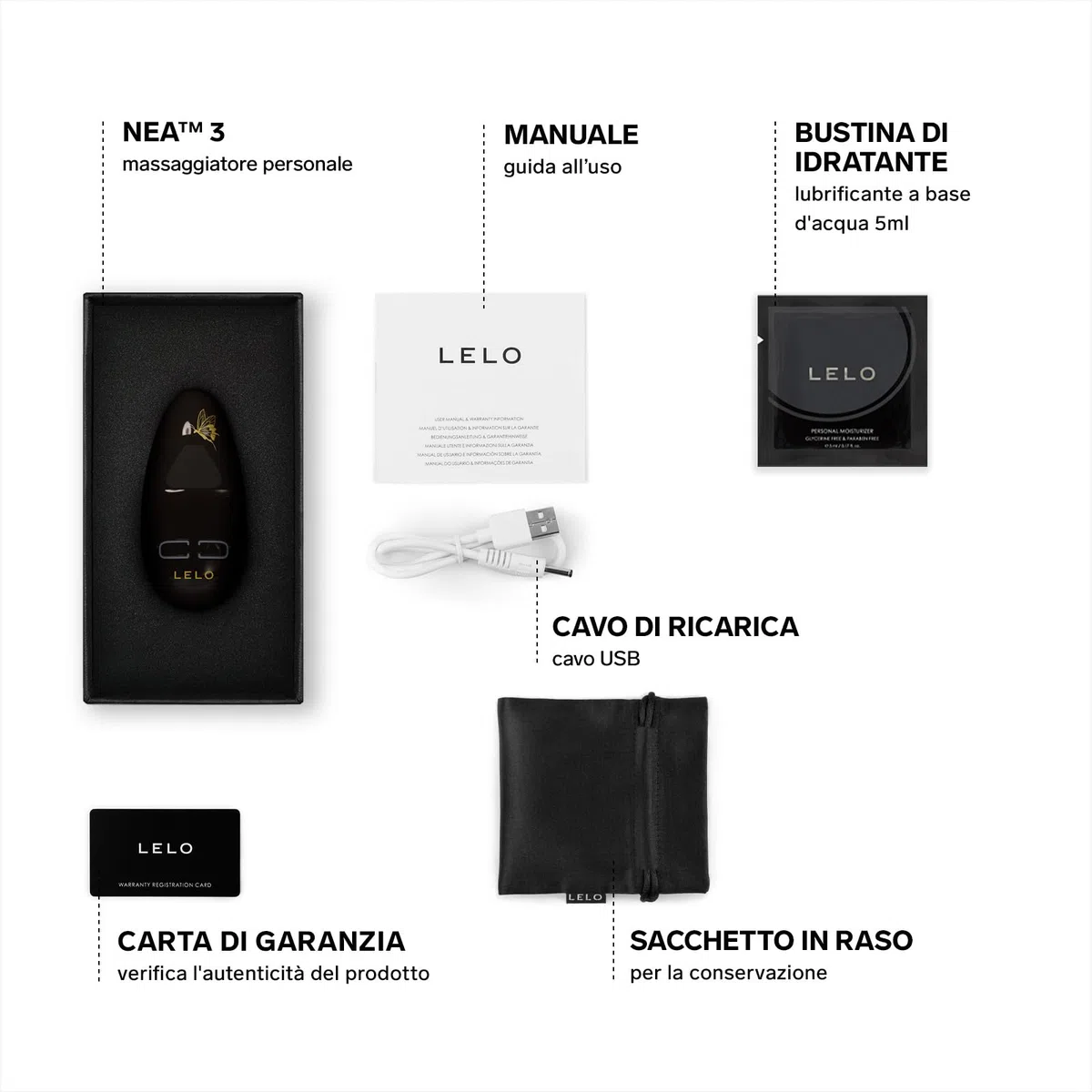 LELO NEA 3 Piccolo Massaggiatore Femminile Stimolatore Clitorideo Vibratore Donna Mini Vibratore Vibratori a Proiettile per Donne con 10 Modalità di Piacere e Intensità Variabile, Pitch Nero