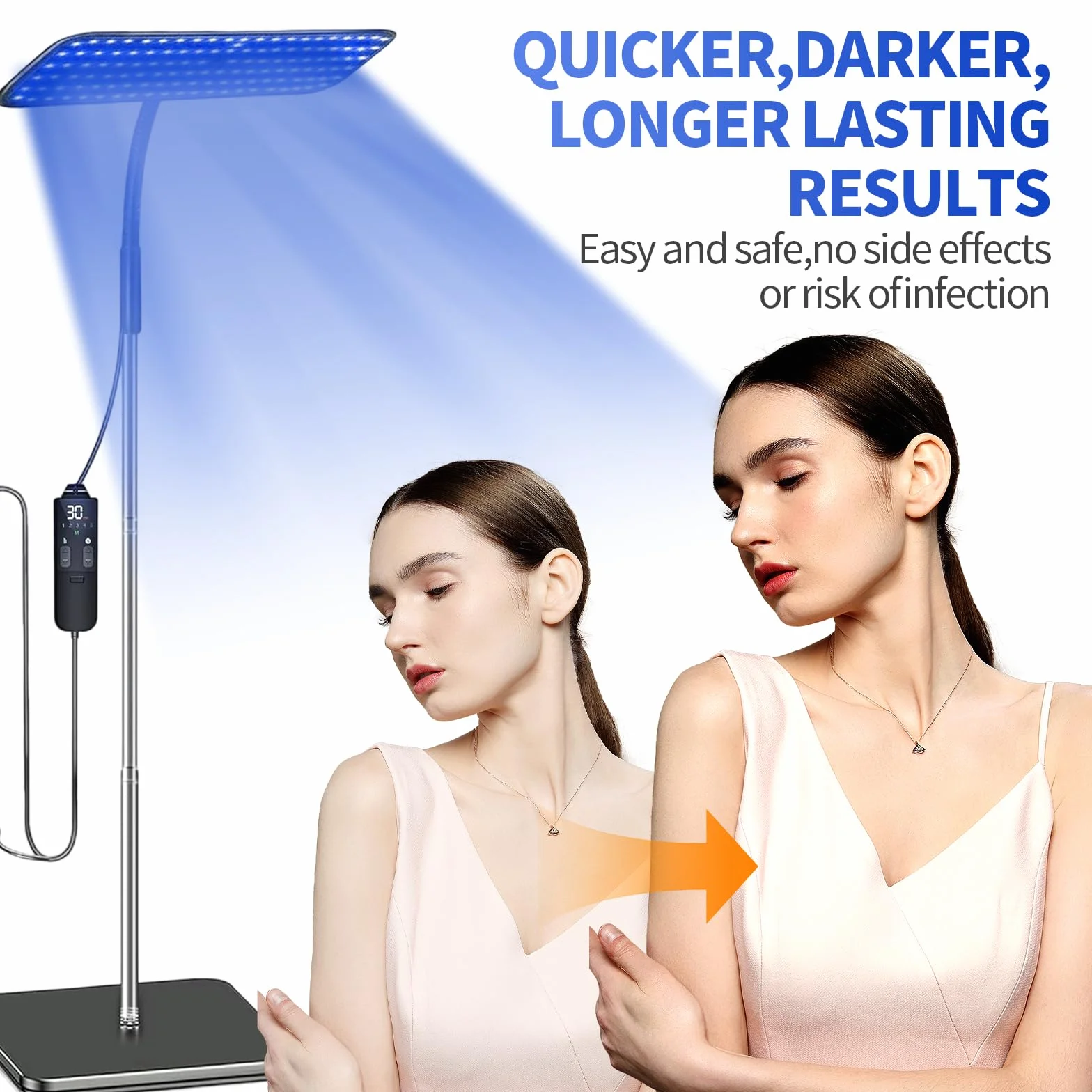 Solarium per la casa 50 W lampada abbronzante portatile con occhiali base retrattile 460 NM 490 NM