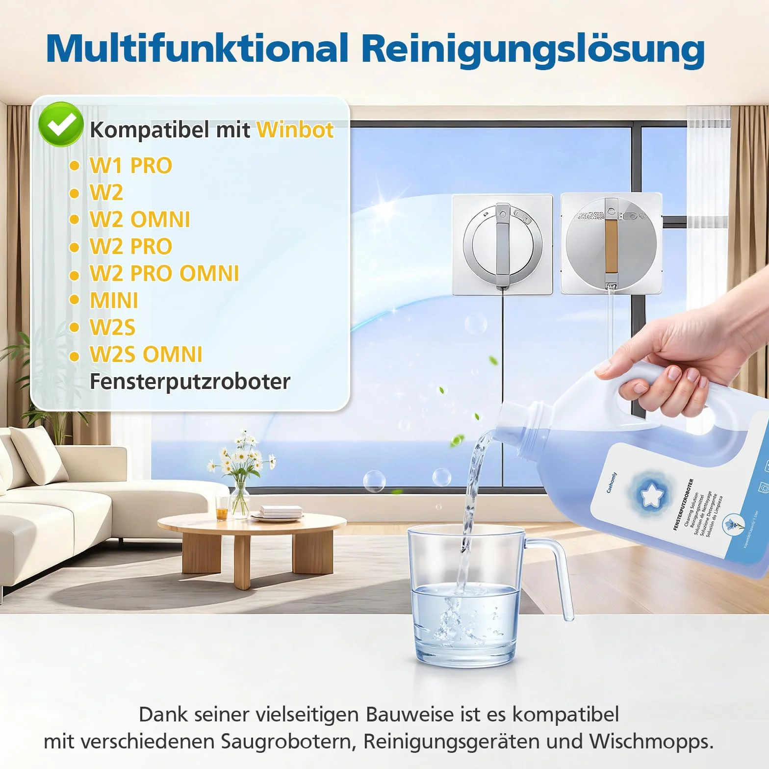 ECOVACS Winbot W1 PRO W2 W2 OMNI W2 PRO W2 PRO OMNI WINBOT MINI W2S W2S OMNI Płyn do czyszczenia 1L