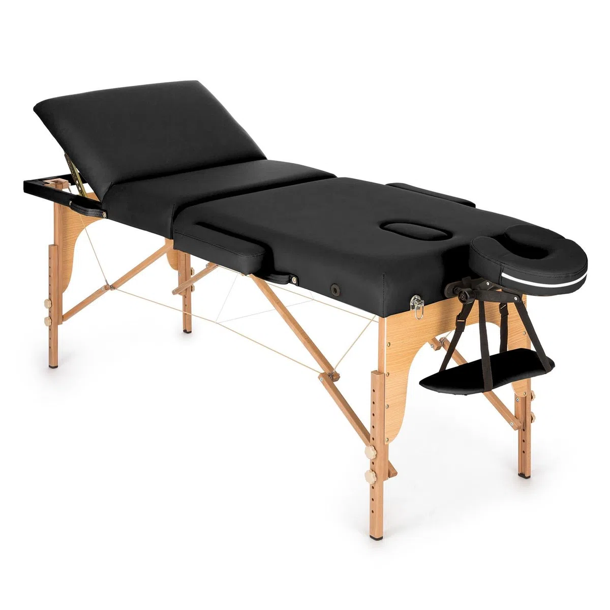 KLAR FIT MT 500 Lettino da Massaggio Portatile - Lettino Estetista 210cm, Peso Massimo 200 kg, Due Poggiatesta, Schienale 10 Regolazioni, Apertura Viso, Ripiegabile, con Borsone, Nero