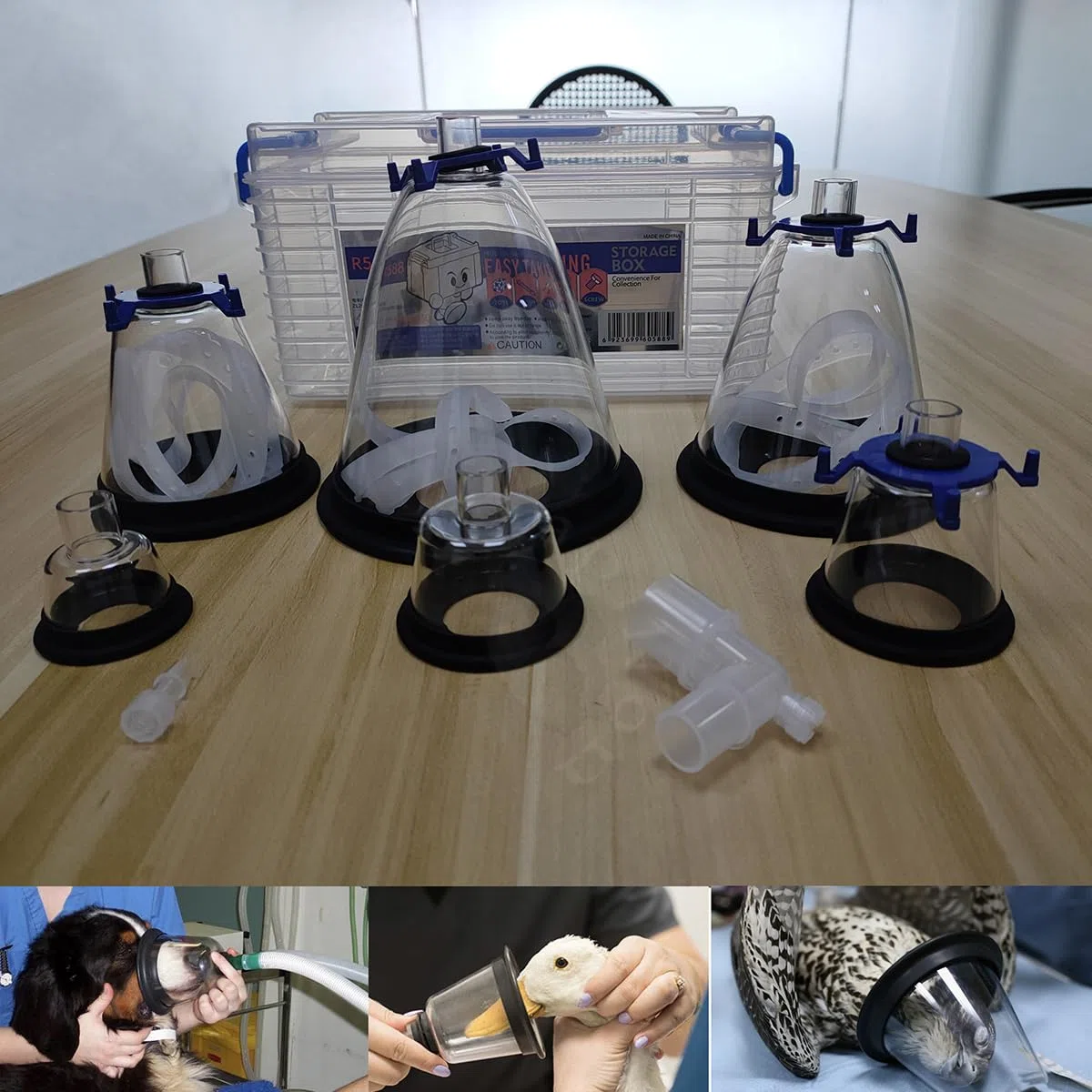 Anestesia Maschera Trasparenza Rianimatore Manuale Veterinario Anestesia Resuscitator Tazze di Respirazione 1#2#3#4#5#6# 6PC