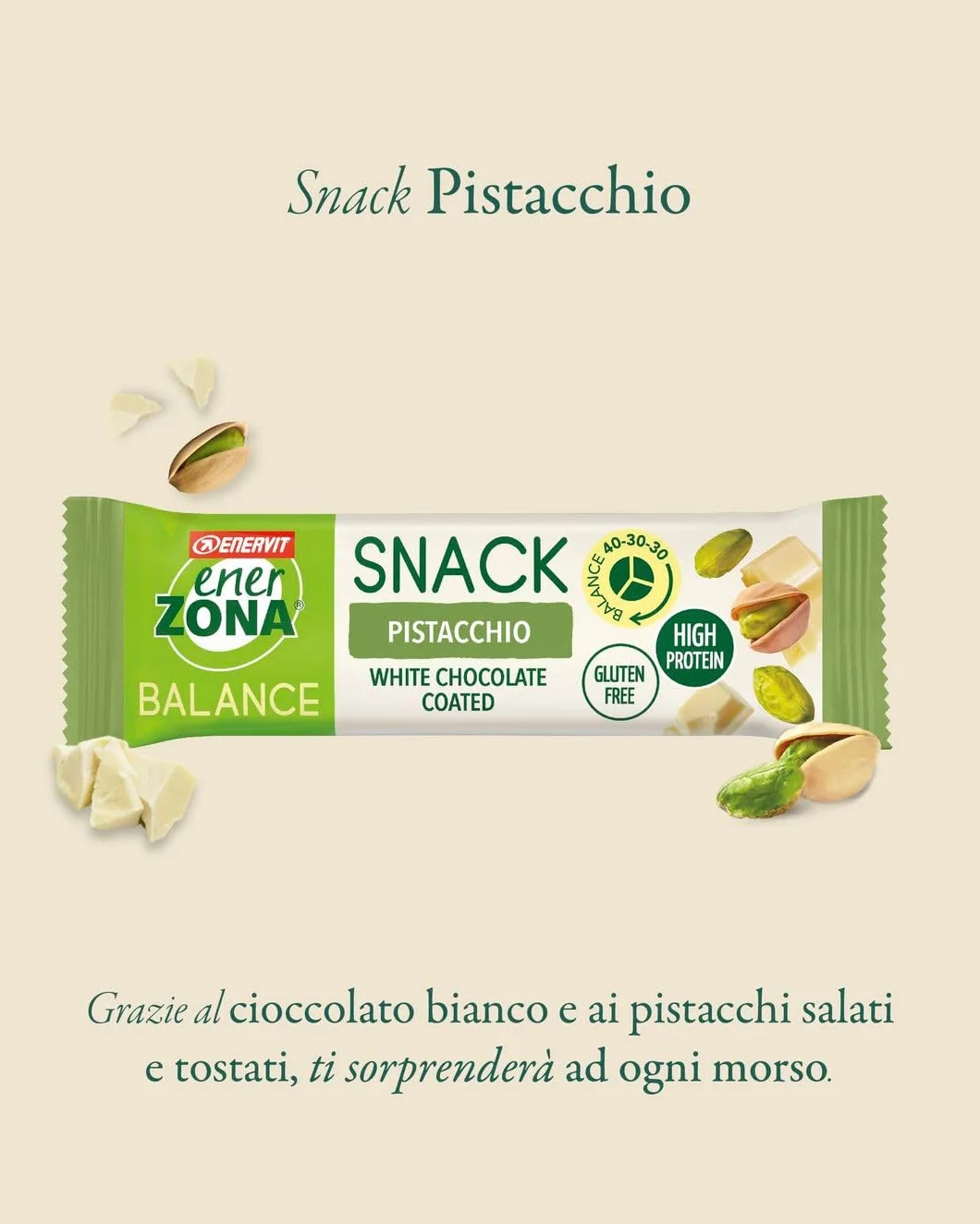 Enervit Enerzona Protein Snack 40-30-30 Variety Pack 5pz Pistacchio + 5pz Cioccolato al Latte Barrette Proteiche