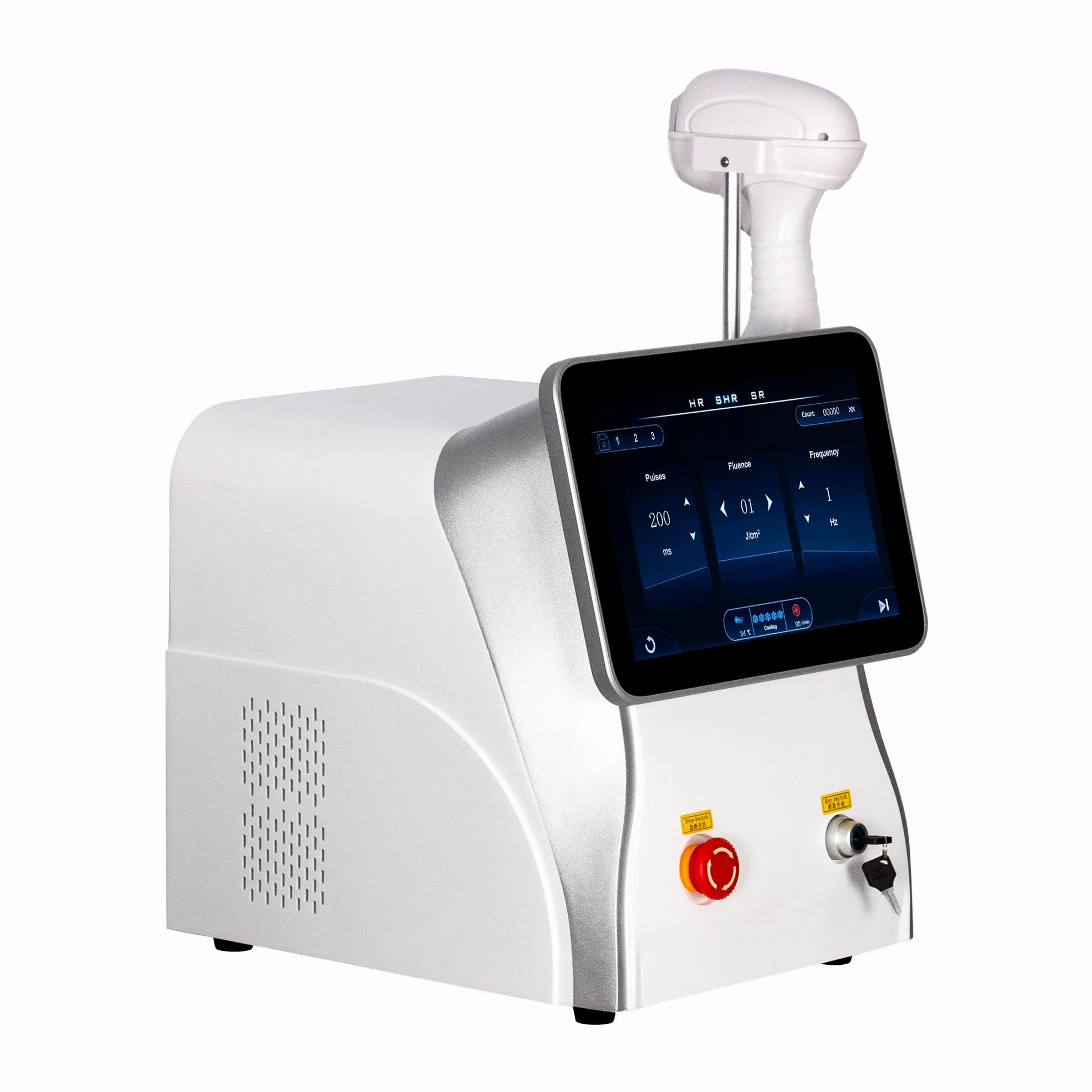 10 Bars, Depilatore Laser a Diodi Indolore, Tecnologia di Raffreddamento Integrata, 3 Lunghezze d'Onda (808nm/755nm/1064nm), Per Viso e Corpo, Bianco