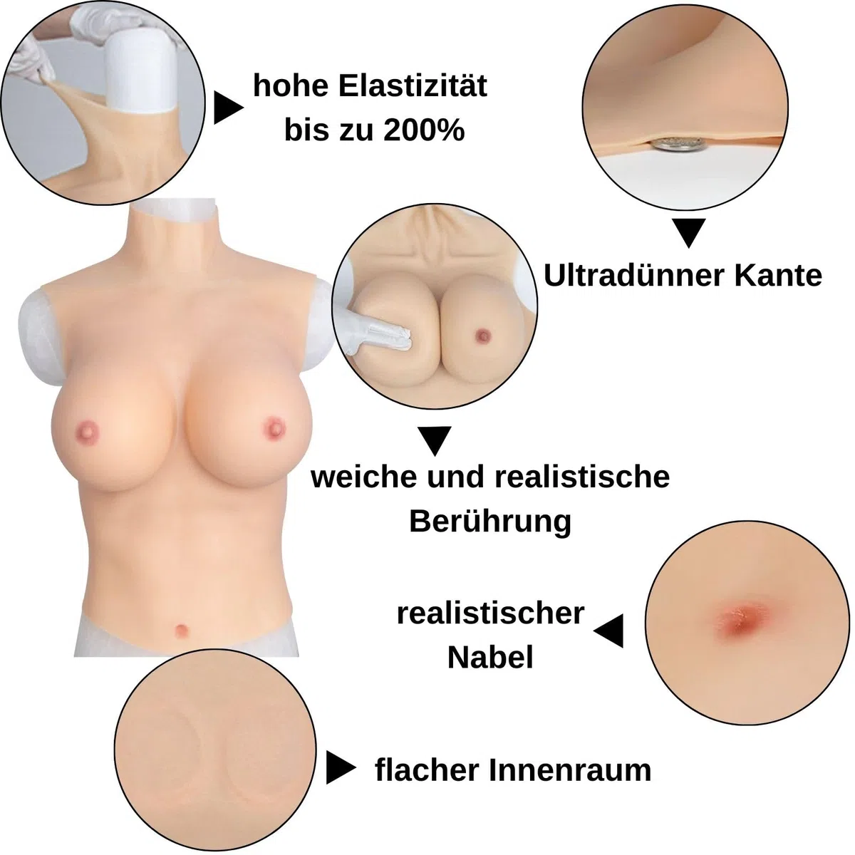 Silicone Breastplate Half Body Silicone Breast B-H Cup Fake Breast Forms for Crossdressers Transgender Drag Queen