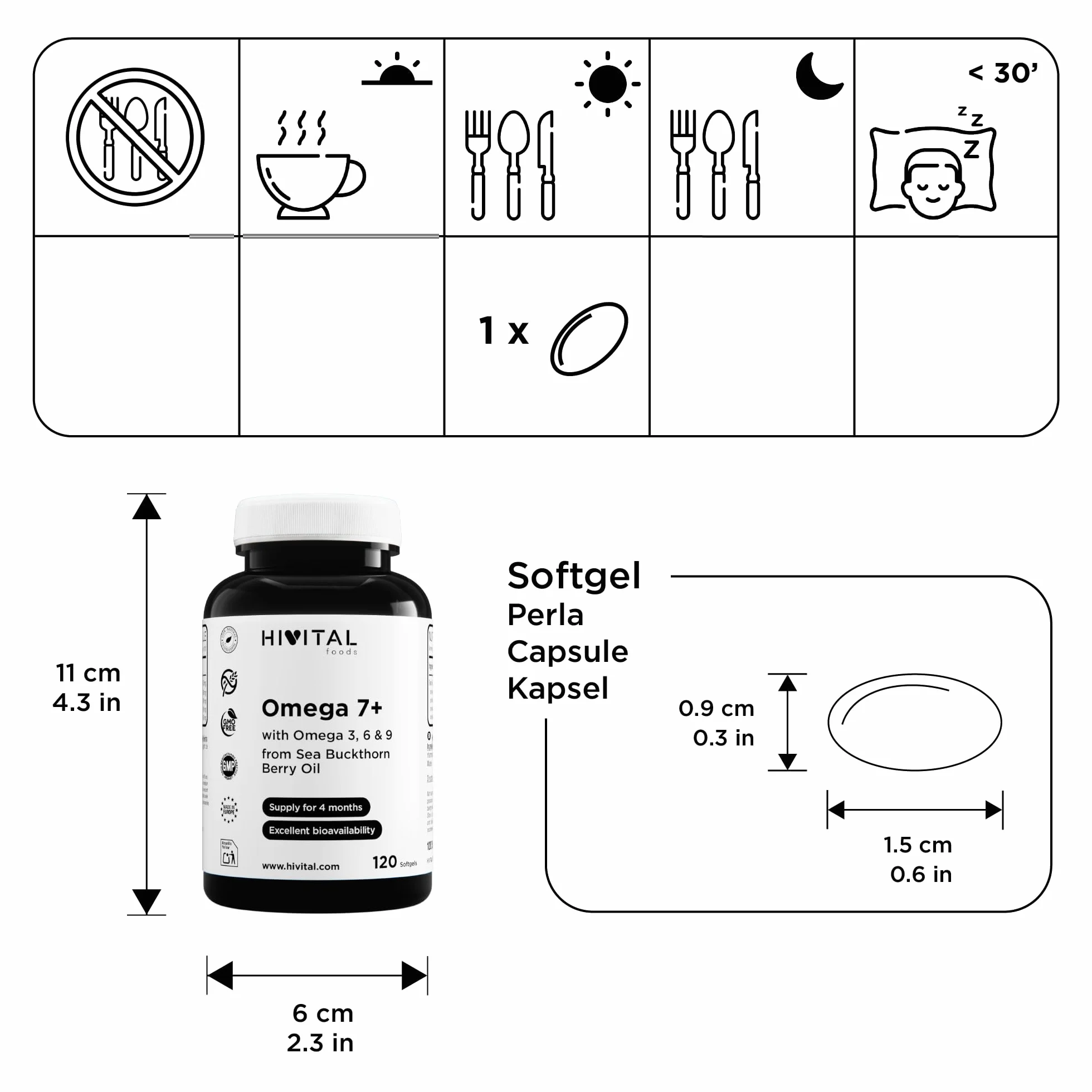 Omega 7 Olivello Spinoso 500 mg 120 capsule Omega 3 6 9 HIVITAL