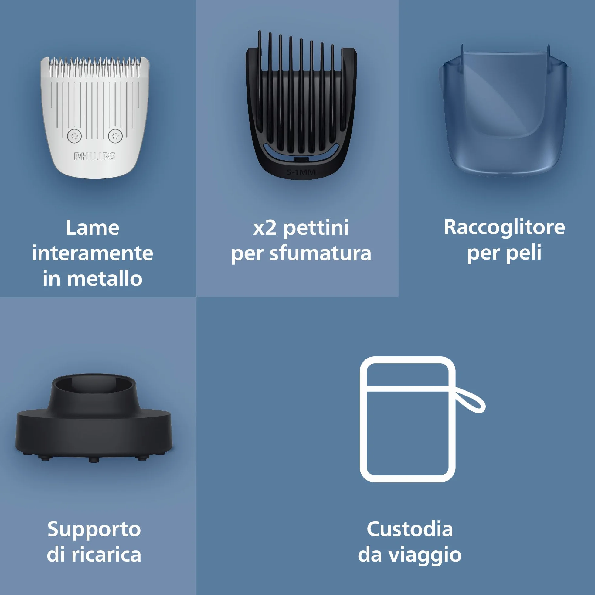 Philips Serie 5000 Regolabarba BT5785/30 - Lame in metallo autoaffilanti, 40 impostazioni lunghezza, BeardSense, impermeabile