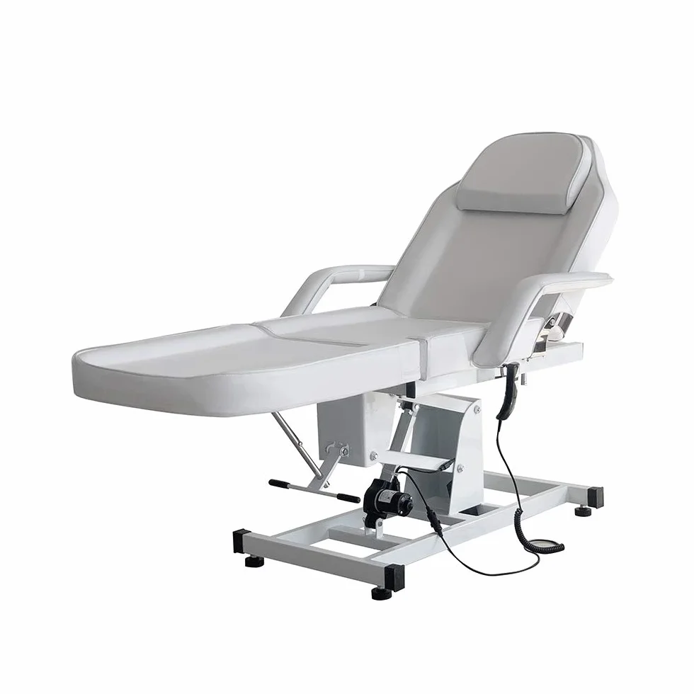 Tavolo da massaggio regolabile letto per massaggio elettrico pieghevole in pelle PU per salone professionale e casa, 82 cm x 180 cm x 63-87 cm (bianco)