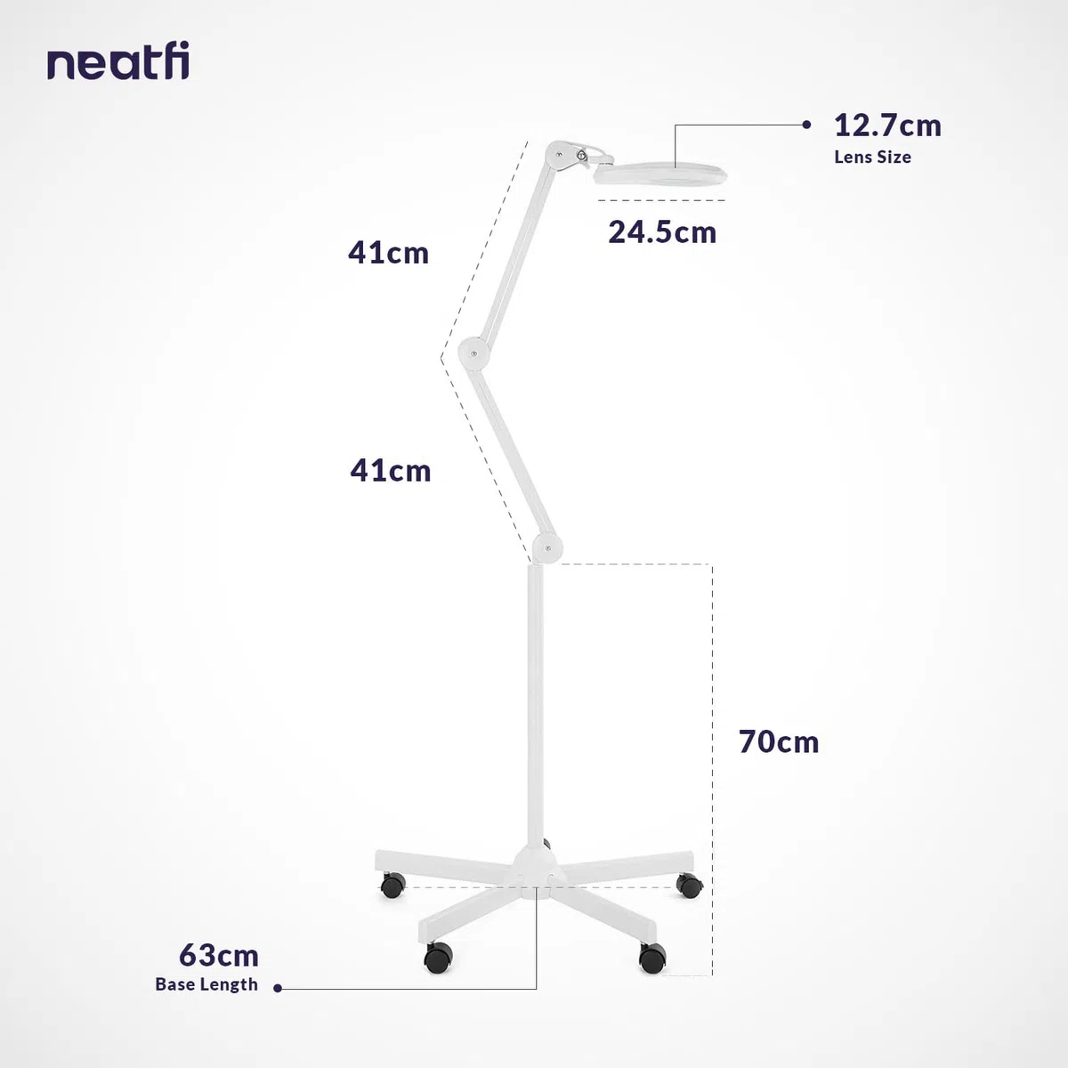 Neatfi Bifocale 1,200 Lumen Super LED Lampada bifocale con Base Rotante a 5 Ruote, Spina Europea, 5 diottrie con 20 diottrie, dimmerabile, Viene Fornito (Bianco)
