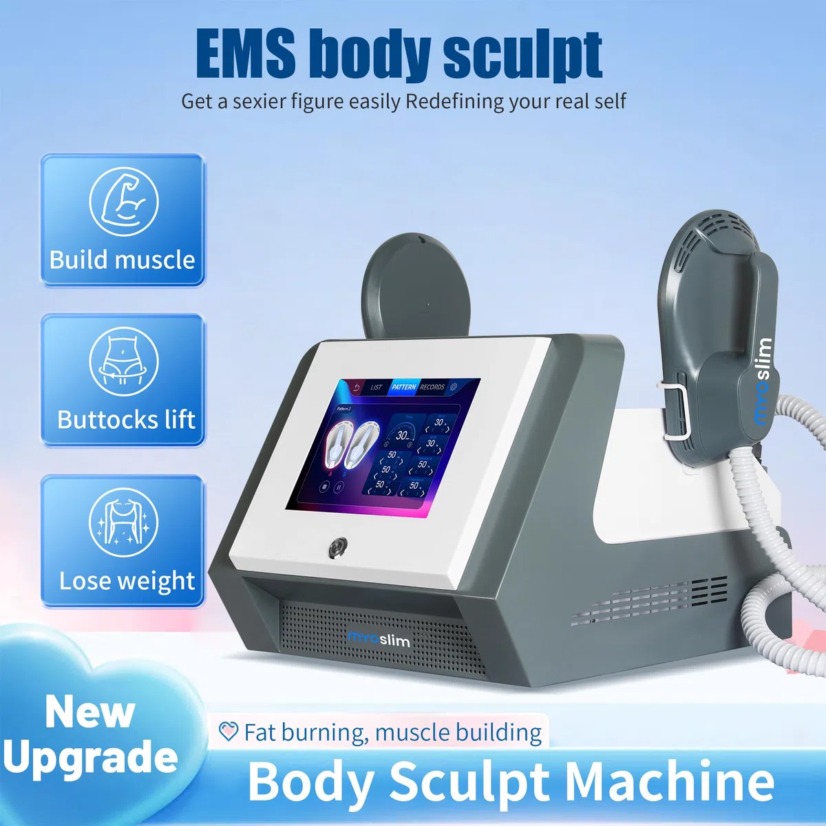Elettrostimolatore MyoSlim - Macchina per Tonificare Muscoli a Casa - Tecnologia EMS per Addominali, Fianchi e Cosce, for Spa