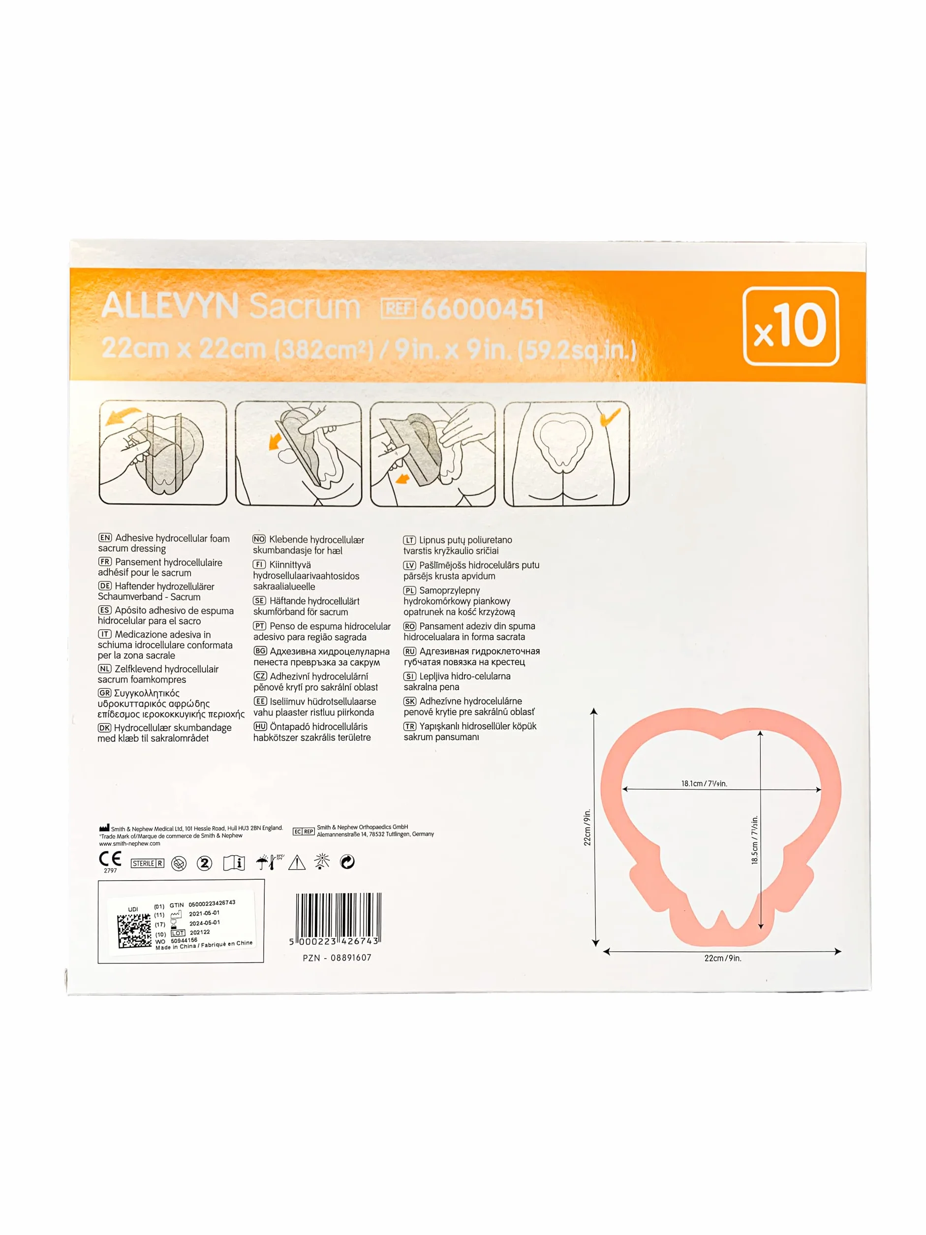 Allevyn Sacrum 22,5x22,1 10pz