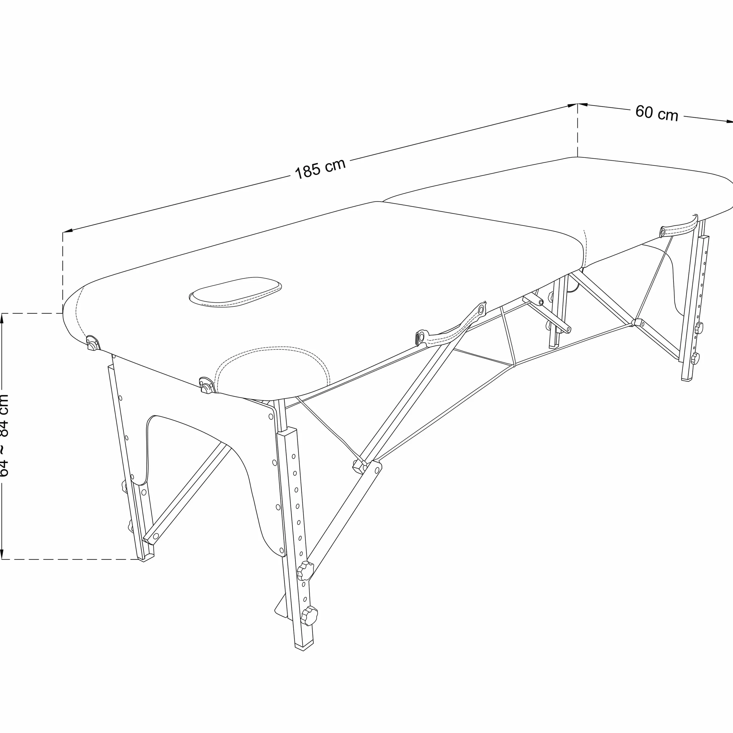 Beltom Lettino da Massaggio 2 Zone in Legno 185x60 cm Portatile 11,6 kg Pannello Reiki Angoli Arrotondati e Rinforzati Nero