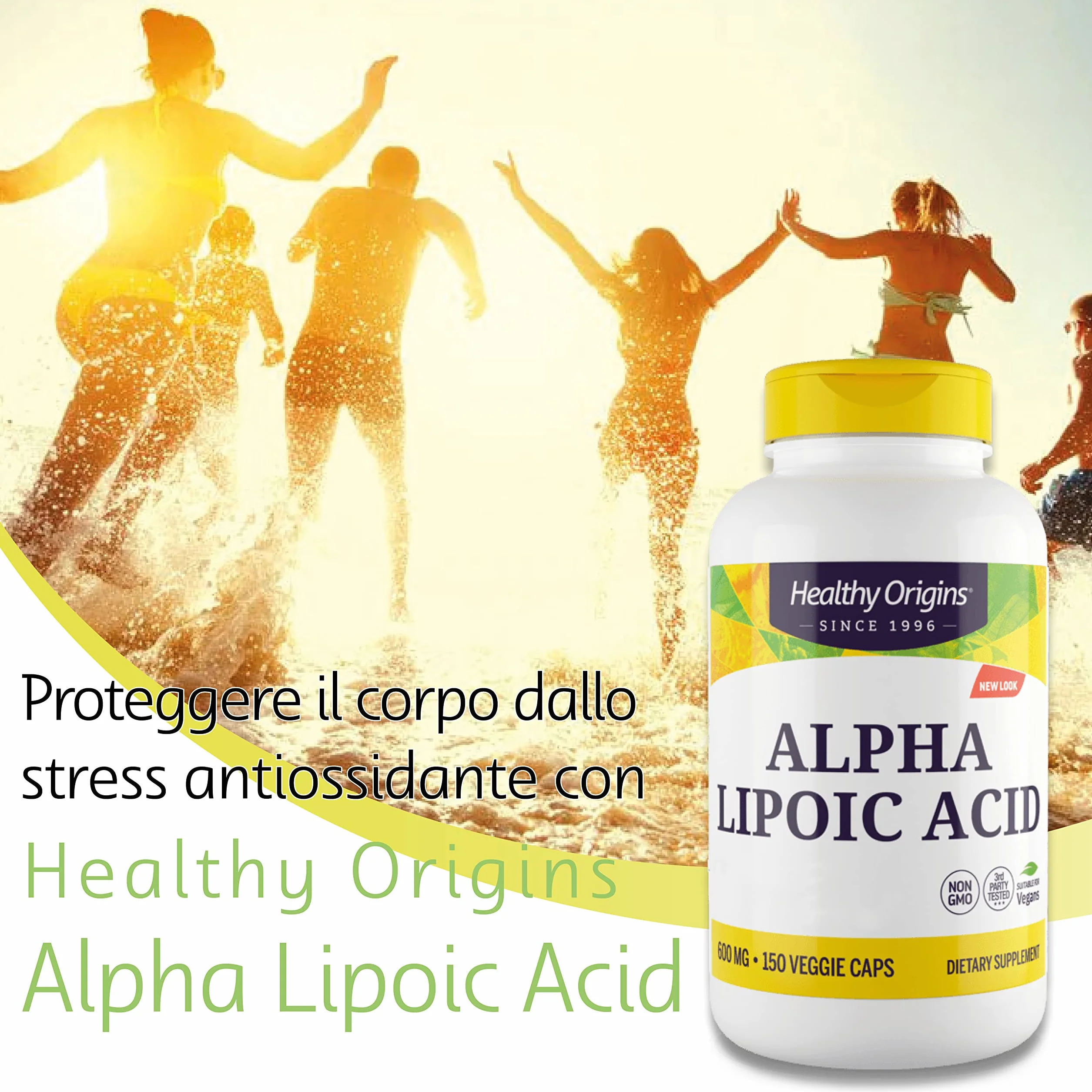 Healthy Origins Alpha Lipoic Acid 600 mg Depot 150 Capsule Senza Glutine