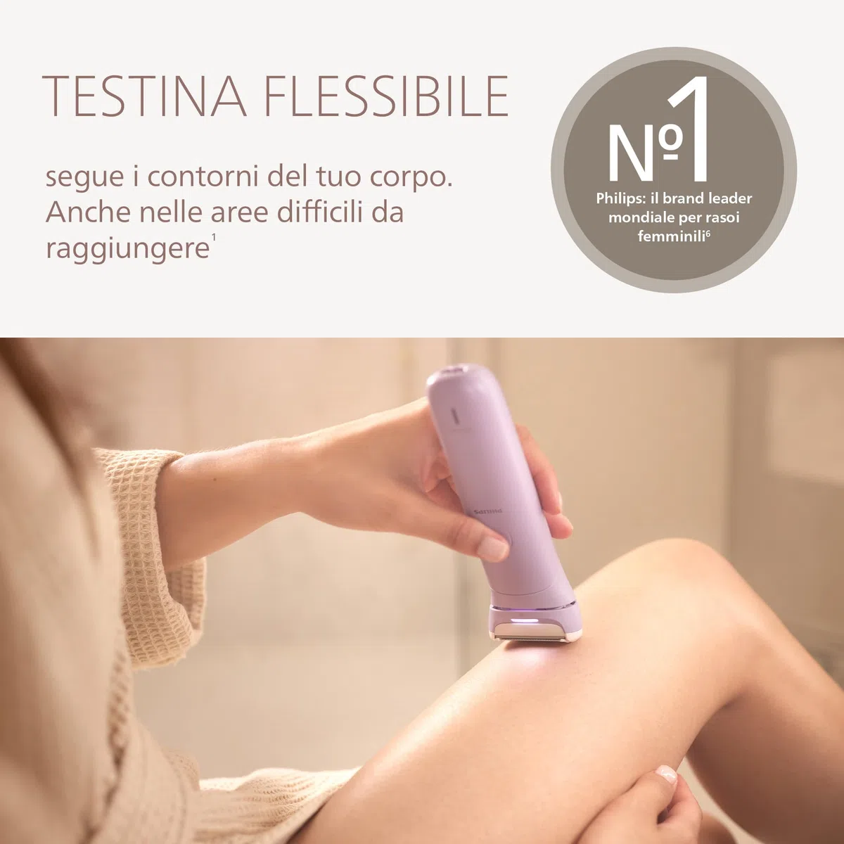 Philips Lady Shaver Serie 8000 - Rasoio senza filo, Wet & Dry, sistema di rasatura a 3 lame, testina di rasatura flessibile, luce LED, per corpo, gambe e zona bikini, modello BRL149/00