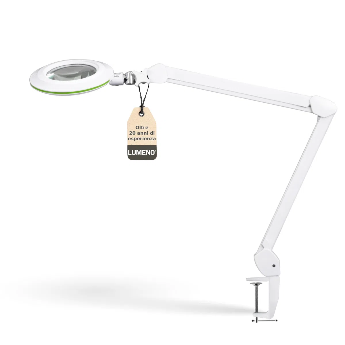 Lampada d'ingrandimento Lumeno Lambda M, dimmerabile con lente in vetro cristallino da 127 mm, ideale per saloni di bellezza, studi medici, hobbisti, ausili per la lettura, Verde 5 diottrie