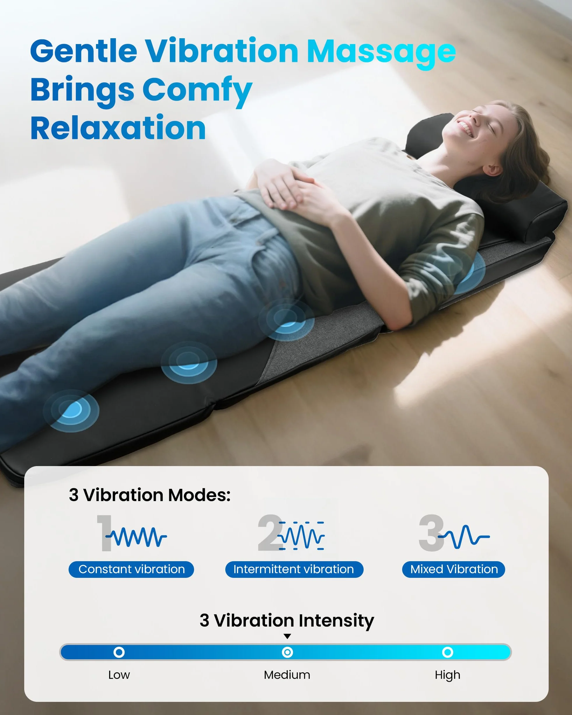 COMFIER Tappetino Massaggiante per Tutto il Corpo con Funzione Riscaldante, Massaggio Shiatsu e 8 Motori a Vibrazione, Materassino Massaggiante Elettrico per Collo e Schiena, per un Relax Profondo