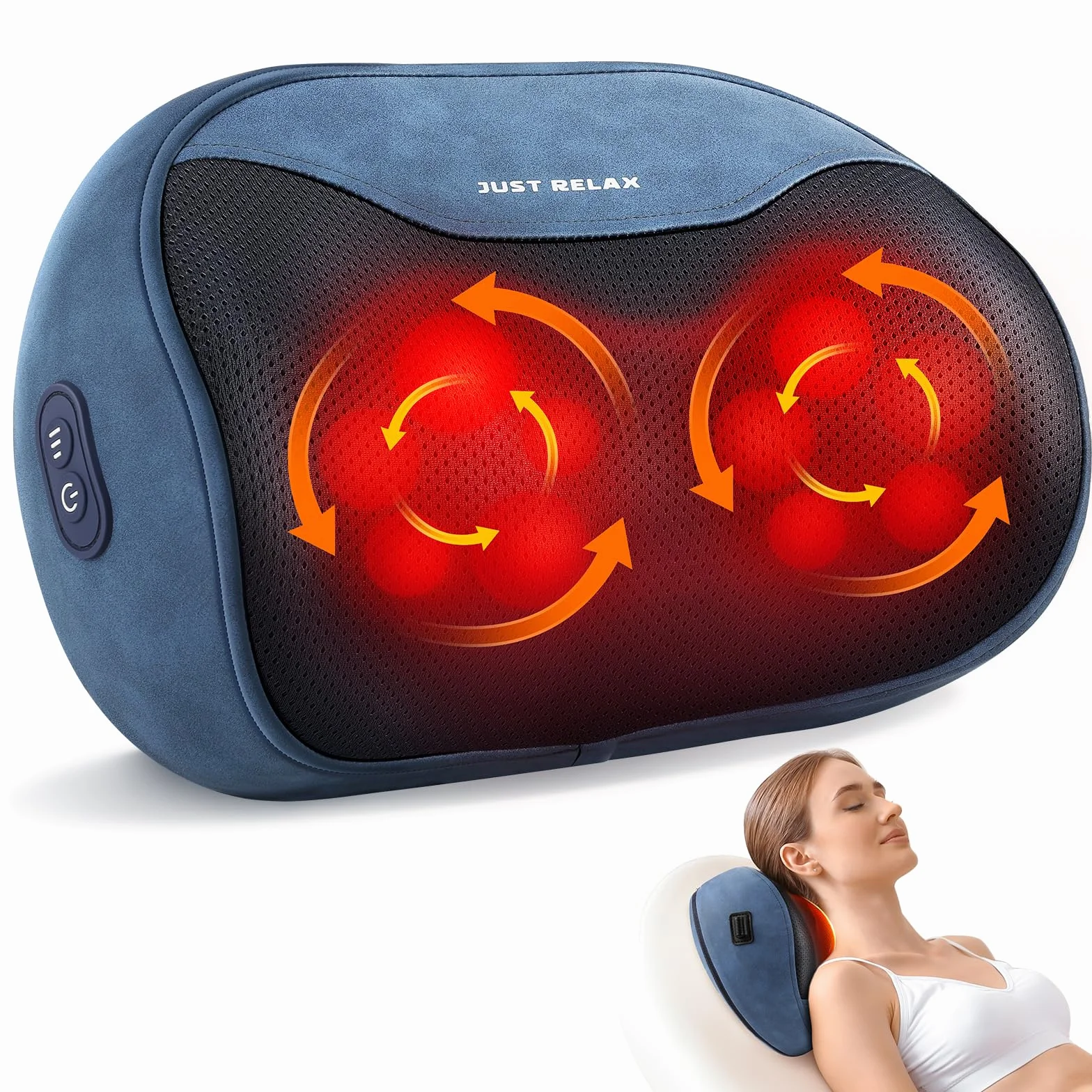 4D Shiatsu Massaggiatore con Funzione di Riscaldamento, Elettrici Cuscino Massaggiante, Cuscini per Massaggi per 3 Velocita con Cambio di Direzione, Casa, Ufficio, Come, Regalo (39 * 15 * 26.5cm)