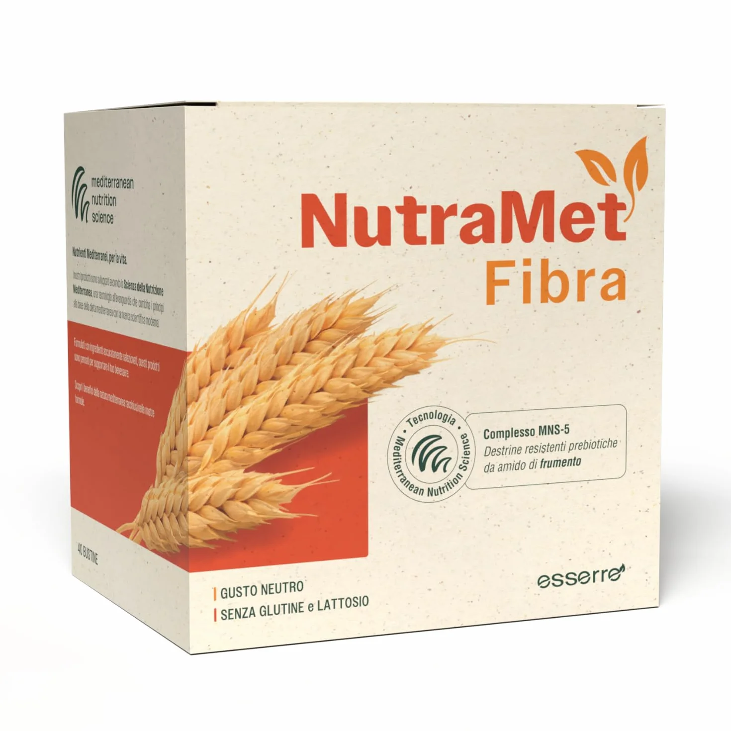 Esserre NutraMet Fibra Integratore Prebiotico Fibra Solubile 40 buste 8 gr Senza Glutine Senza Lattosio Vegano