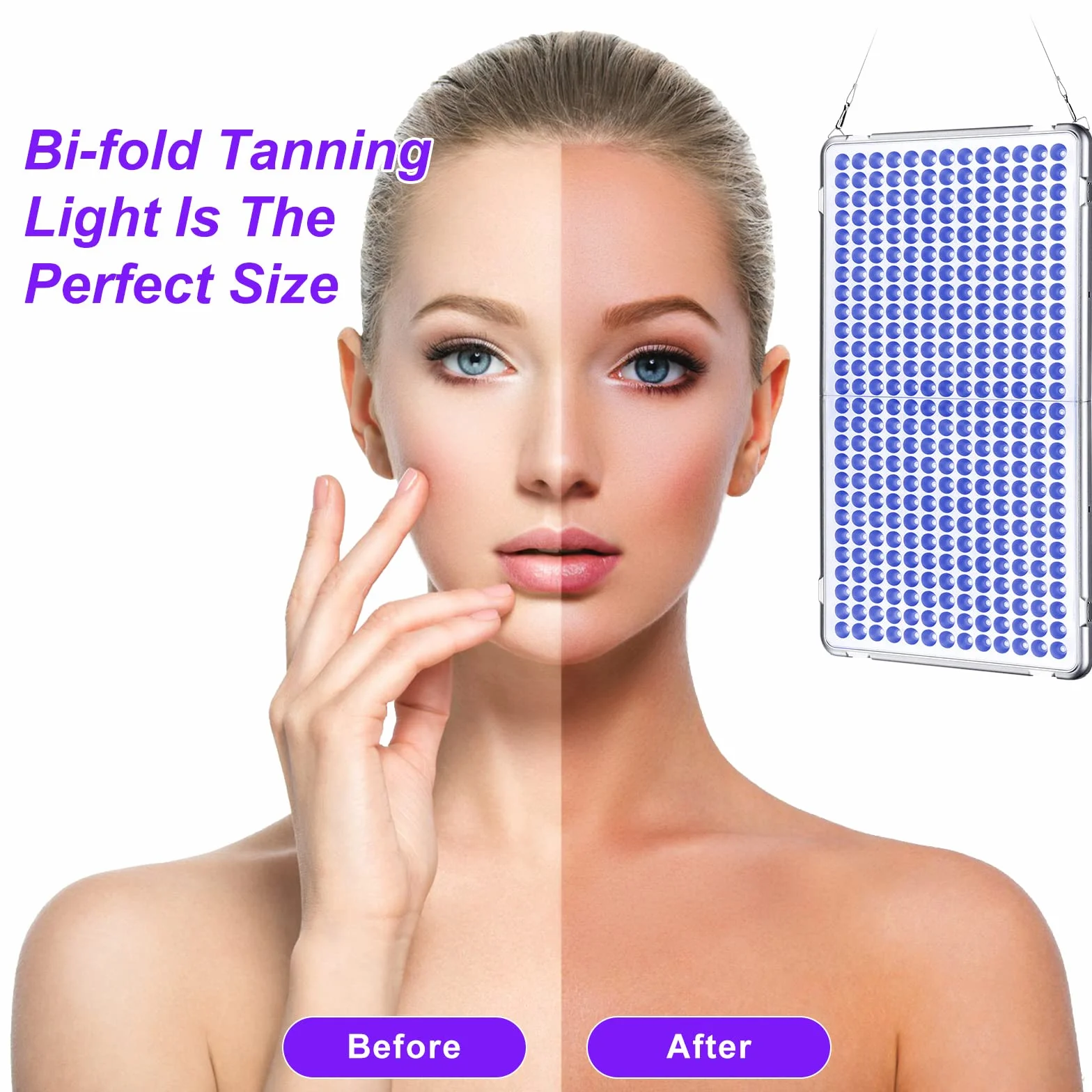 Lampada Abbronzante Viso 48W 338 LED Pieghevole con Occhiali Protettivi