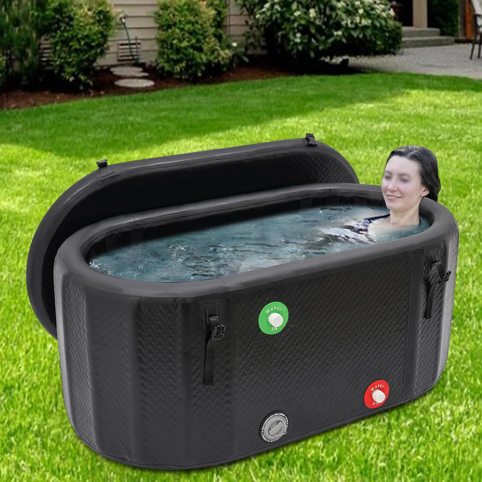 Bagno di ghiaccio, vasca da bagno gonfiabile, per adulti, per la casa, autoportante, mobile, vasca da bagno con coperchio, terapia del freddo per atleti, rigenerazione dopo lo sport, pattinaggio sul