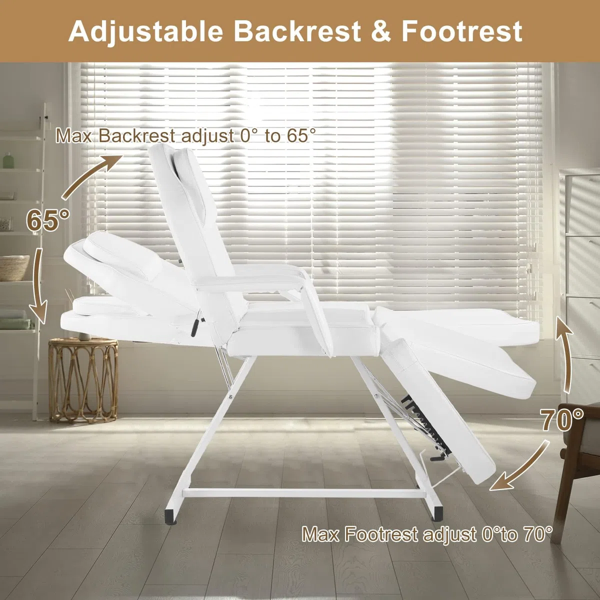 Bonnlo Tavolo da massaggio pieghevole professionale, lettino estetista, tavolo estetico professionale, sedia da letto facciale multiuso per salone di bellezza spa parrucchiere, bianco