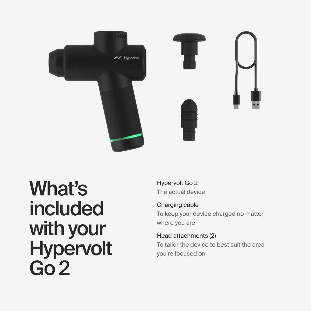Hyperice Hypervolt Go 2 Nero - Dotato di tecnologia Quiet Glide - Pistola massaggiante a percussione portatile