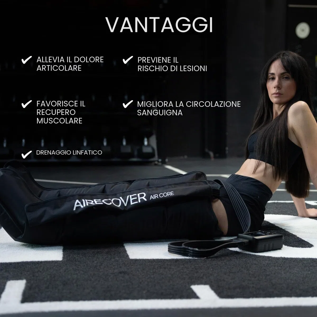 Massaggiatore senza fili, pressoterapia, per drenaggio linfatico, gambe stanche e migliore circolazione sanguigna, contro la ritenzione idrica e per un sano ritorno venoso (M: 160-175 cm)