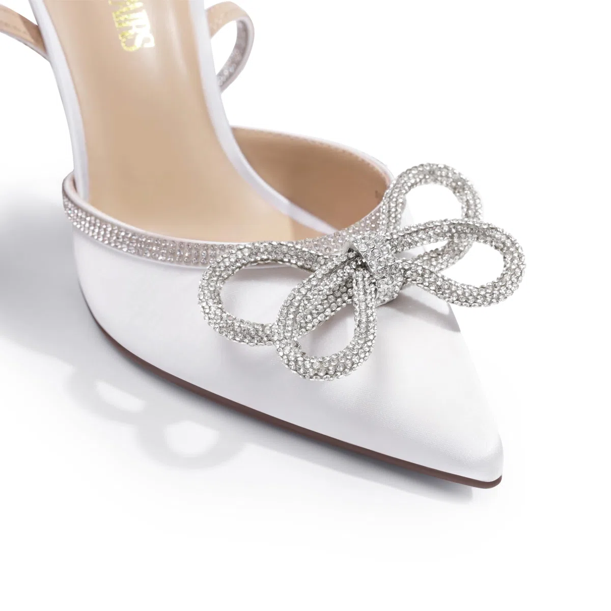 DREAM PAIRS Tacchi Alti Destiny Punta Chiusa Tacchi Strappy Sexy Strass Cinturino Alla Caviglia Pompe Da Sposa Da Donna Abito Da Sposa, bianco, 38 EU