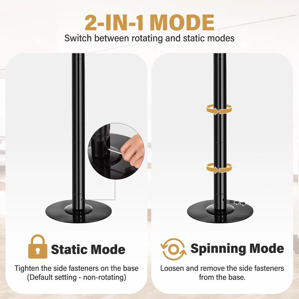 Poledance - Asta professionale per pole dance, regolabile in altezza, 223-280 cm, statica e girevole, con prolunga, in acciaio cromato, portata 200 kg, per pole dance, ginnastica, fitness