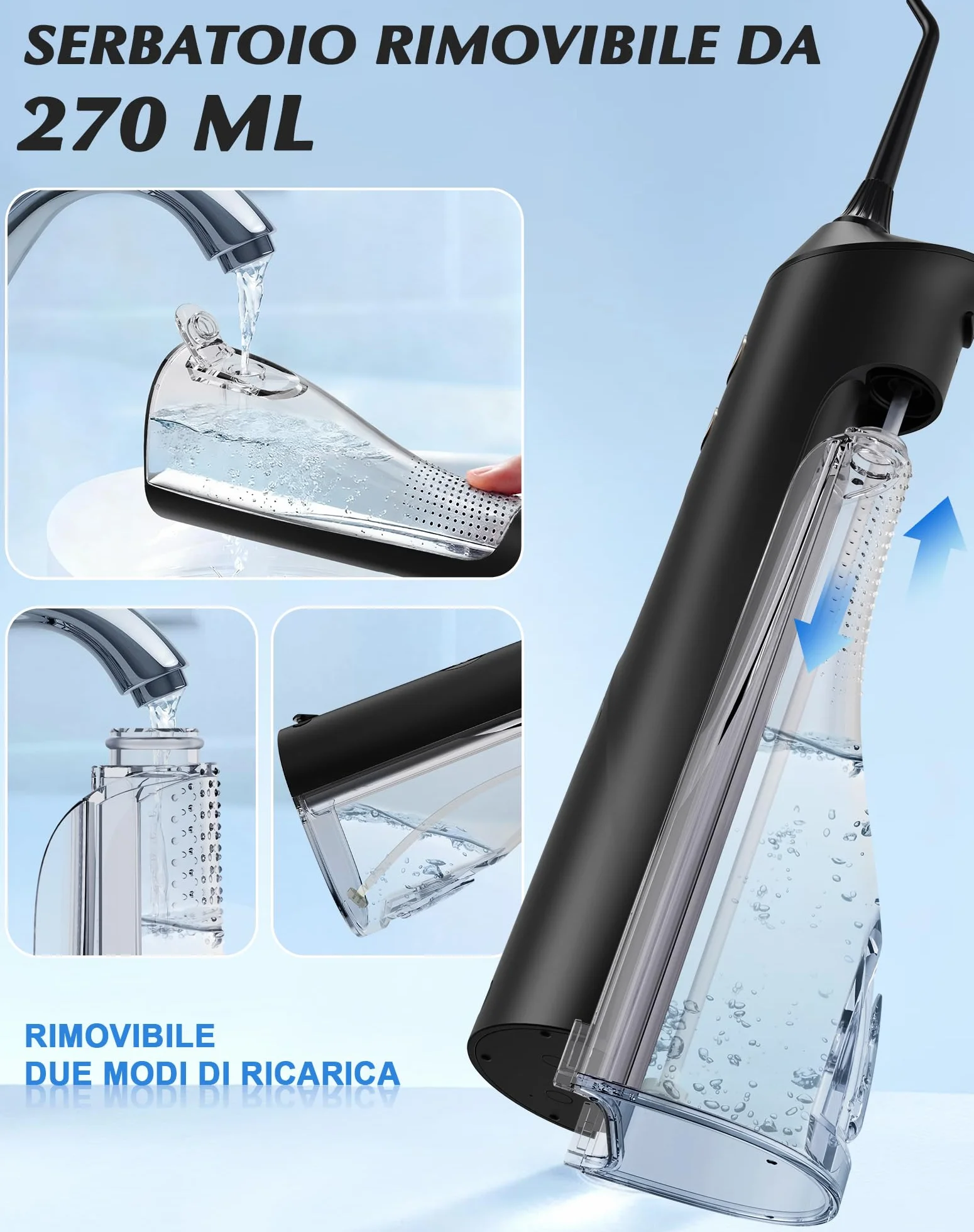 Idropulsore Dentale IPX7 5 Ugelli 4 Modalità Serbatoio Grande