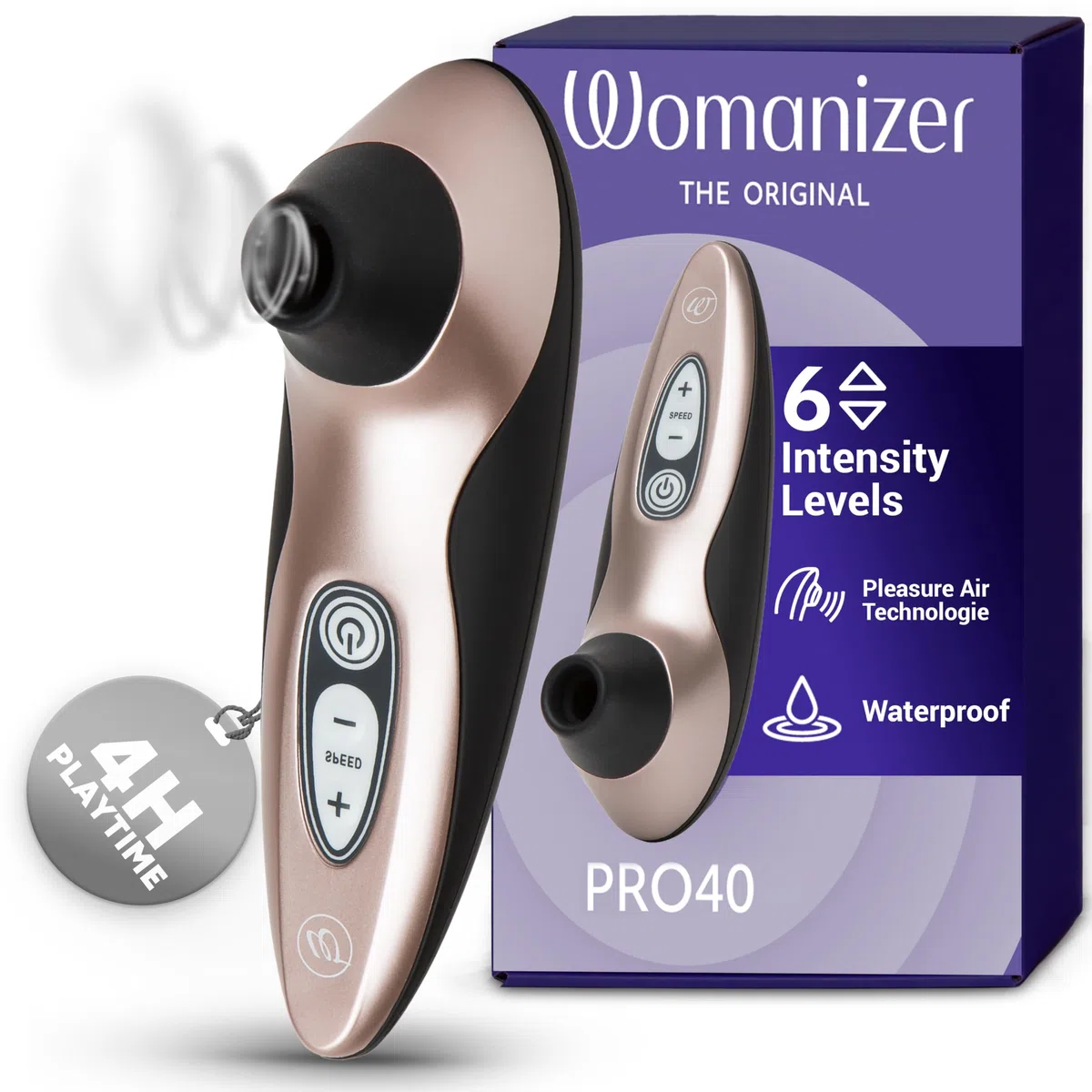 Womanizer Pro40 Succhia Clitoride per Donna | Succhiatore Clitorideo con 6 Intensità | Stimolatore Vibratore Impermeabile | Sex Toy Ricaricabile Coppie | Oro Rosa
