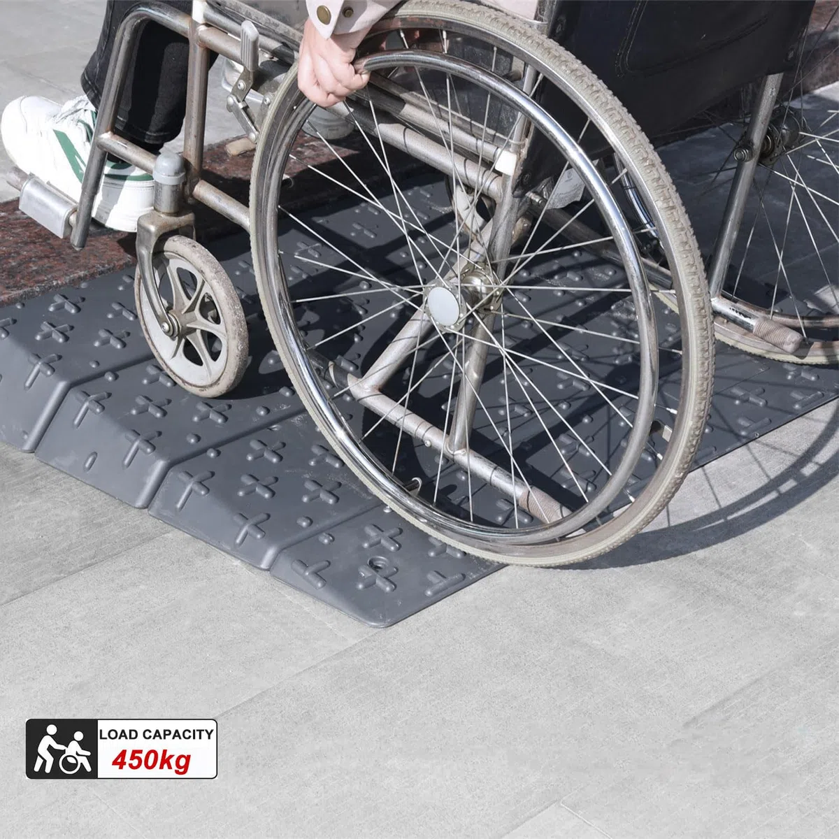 Rampa da soglia, Rampa modulare portatile per sedie a rotelle, scooter e pedoni (15 cm H)