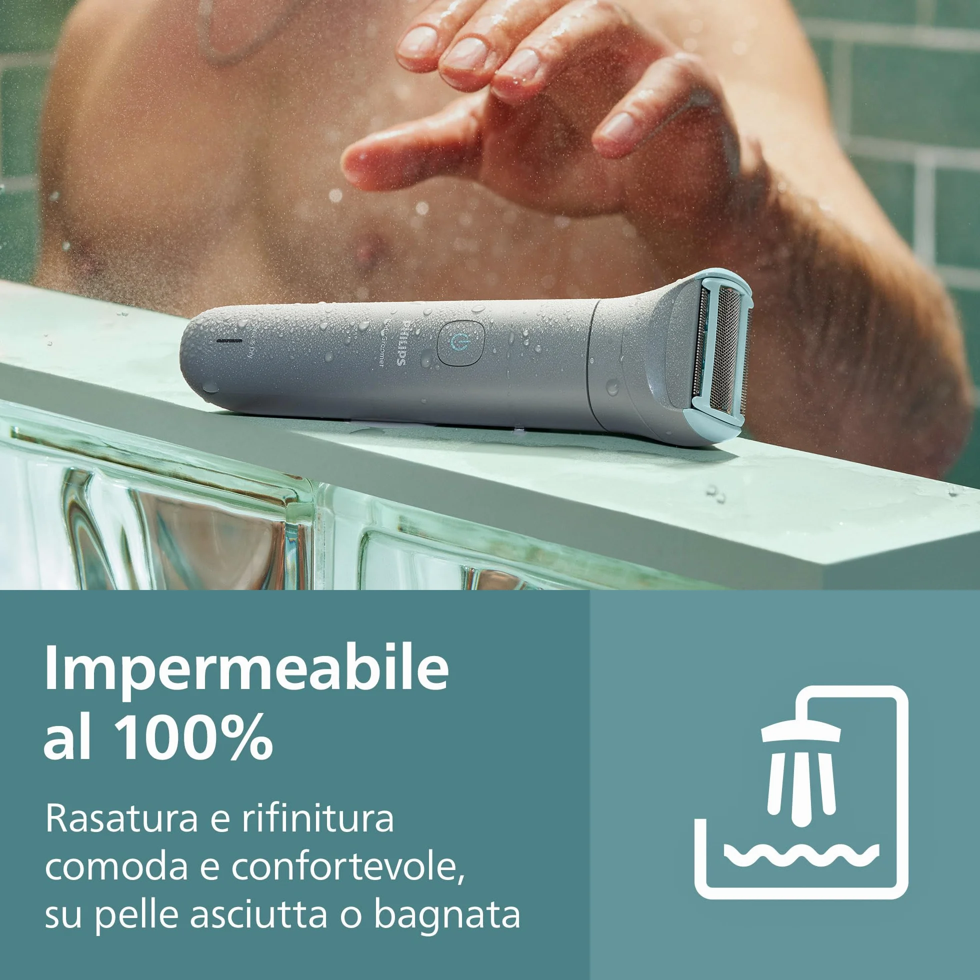 Philips Bodygroom Series 3000 BG3480/15 - Rifinitore uomo tripla protezione, impermeabile 100%, 80 minuti autonomia
