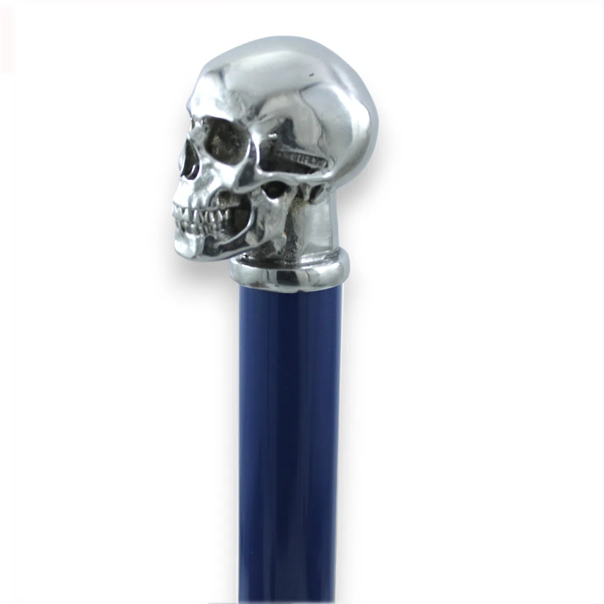CAVAGNINI Bastone da Passeggio Teschio per Uomo - Elegante in Faggio Fatto a Mano - Maniglia in Peltro Color Argento con Nome Inciso