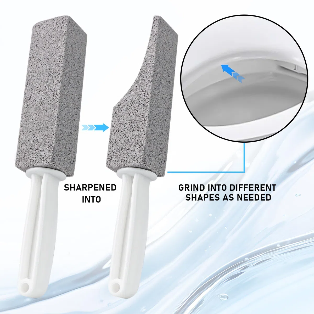 ddLUCK, Pietra pomice con manico, spazzola per WC con manico in plastica antiscivolo per pulizia di cucina/bagno/piscina/casa, confezione da 2