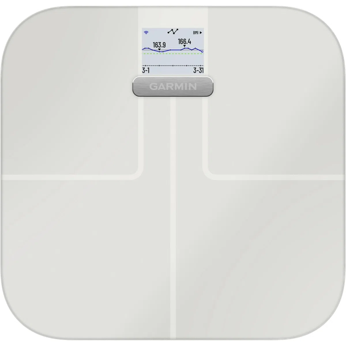 Garmin Index S2 White Bilancia Impedenziometrica, con Schermo a Calori, fino a 16 Utenti, Bluetooth e Wi-Fi, Bianco