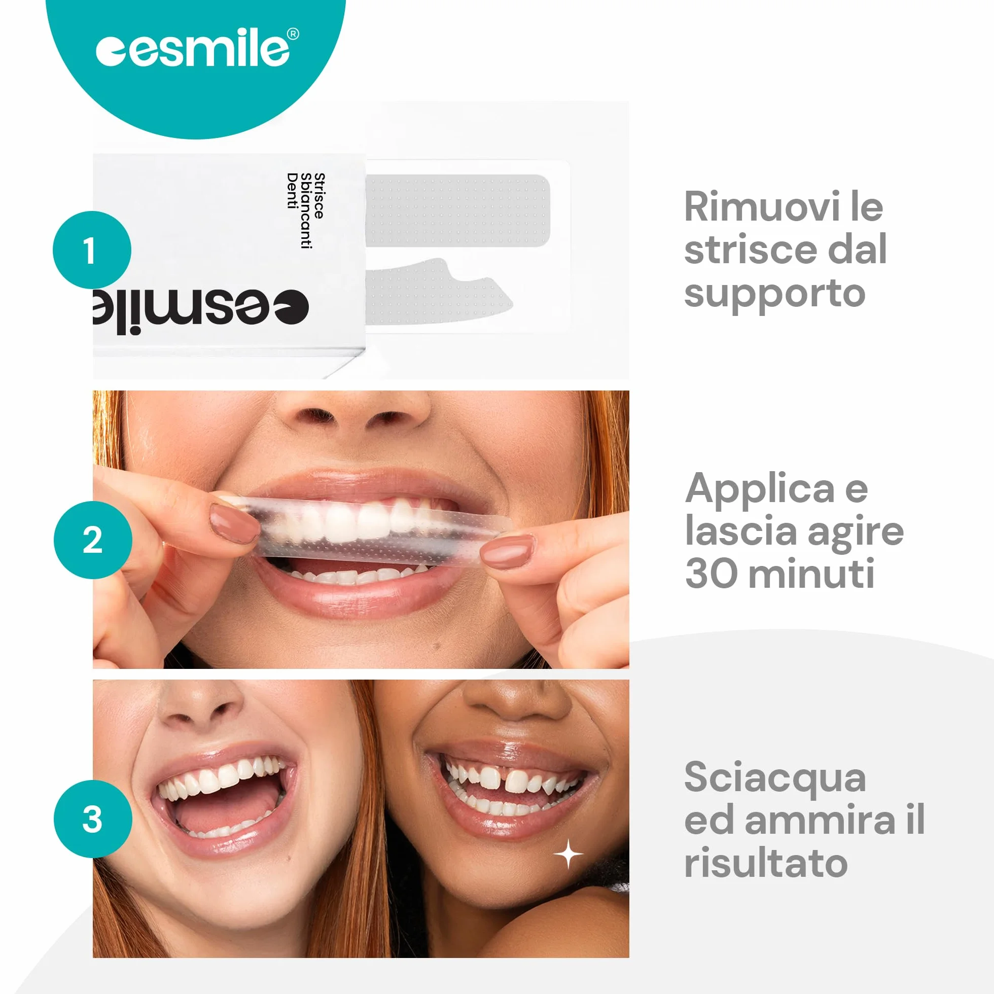 ESMILE Strisce Sbiancanti Denti, Trattamento Professionale a Casa, 14 Strisce