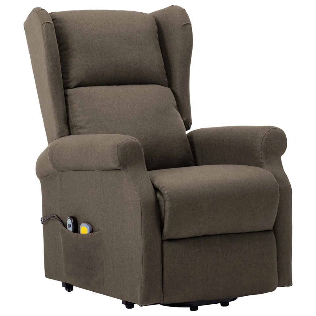 vidaXL Poltrona Massaggiante Alzapersona Poltroncina per Massaggi Divano Singolo Massaggiatore Sedia TV Arredamento Grigio Talpa in Tessuto